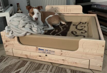 Hundebett mit Schublade aus Holz – Bild 2